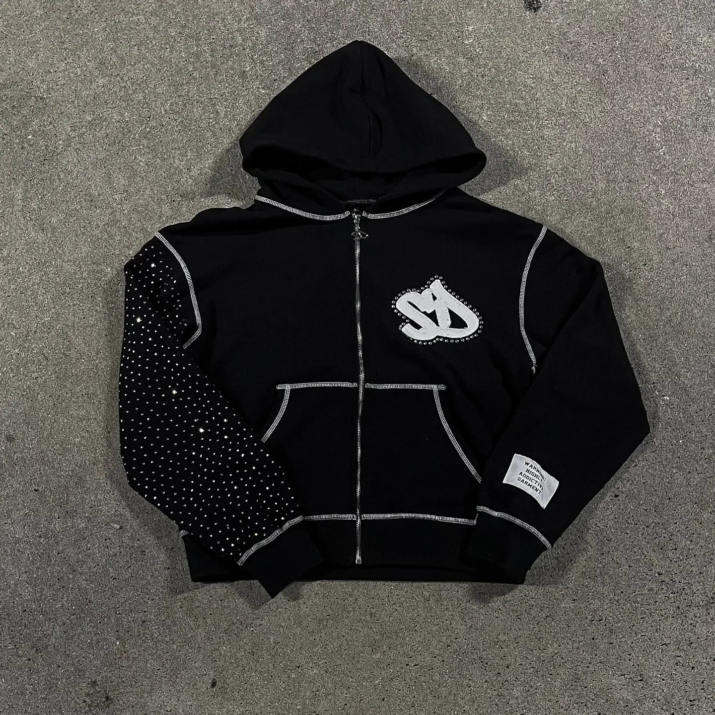 Y2k Streetwear Retro Men Embroidery Personalized Diamond Oversized Hoodie Men Women Harajuku Gothic Casual Sweatshirt
