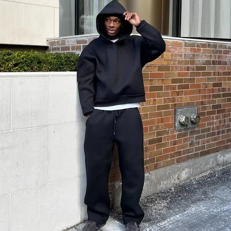 Y2k Fashion Hoodie Men And Women Casual Loose Streetwear Personalized Multi-Functional Pullover Hoodie Jogger Sweatpants Set