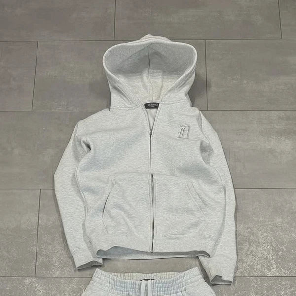 New embroidered retro pattern zipper hoodie Y2K men clothing Harajuku women clothing casual sweatpants couple suit tracksuit