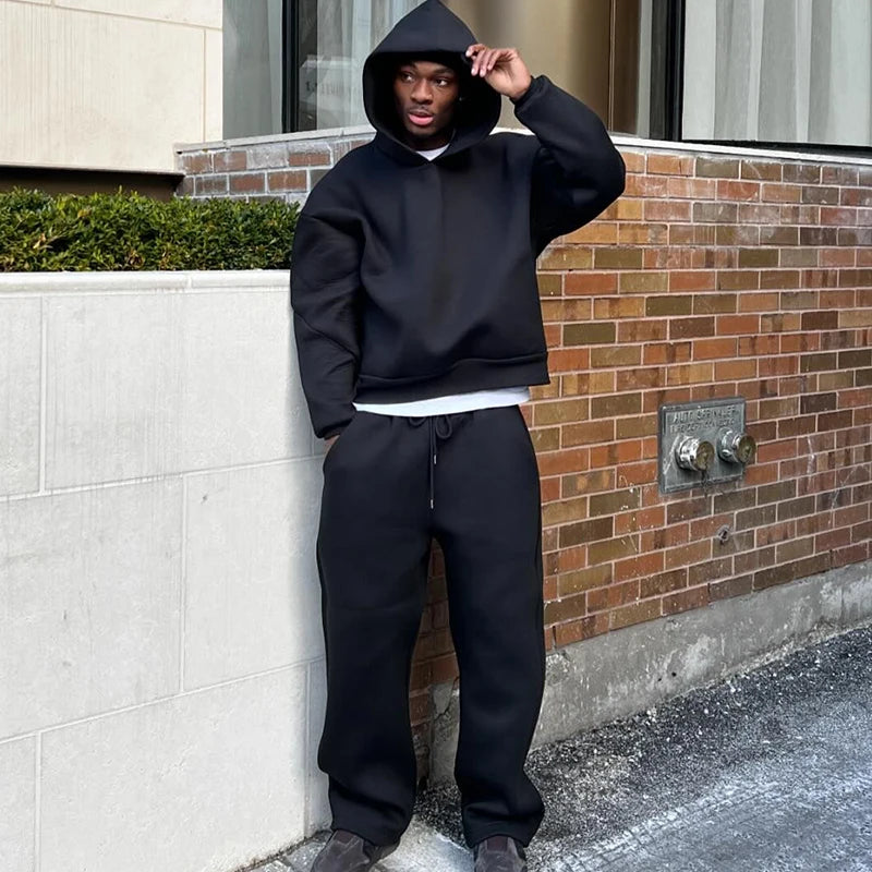 Y2k Fashion Hoodie Men And Women Casual Loose Streetwear Personalized Multi-Functional Pullover Hoodie Jogger Sweatpants Set